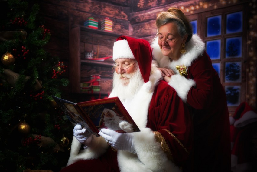 Enjoy story time with a real-beard Santa Claus